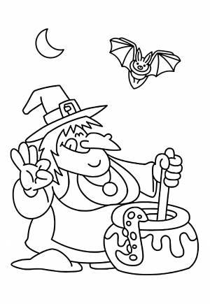 Раскраска Хэллоуин Ведьма