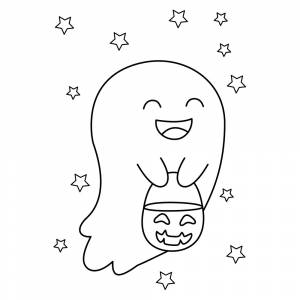 Раскраска Милый призрак на Хэллоуин