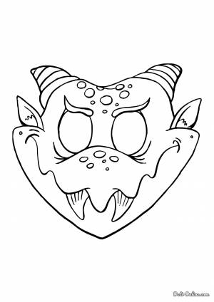 Раскраска Маска чертёнка на Хэллоуин