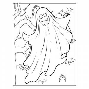 Раскраска Привидение на Хэллоуин