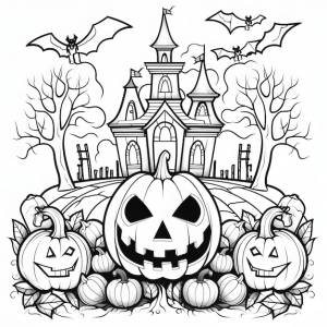 Хэллоуин раскраски страницы черно-белые