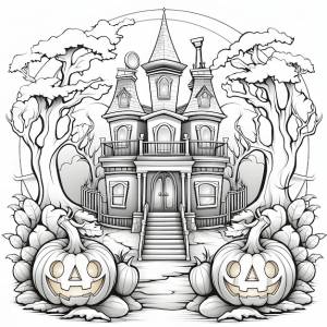 Хэллоуин раскраски страницы черно-белые