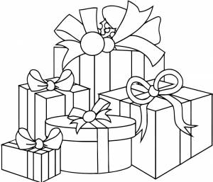 Раскраски подарки, Раскраска подарки рождественские подарки Рождество