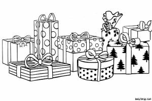 Раскраска Разные подарки на Новый год