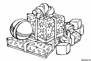 Раскраска Интересные новогодние подарки