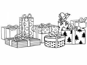 Новогодние подарки раскраска