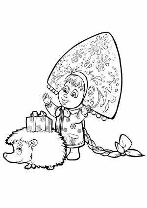 Раскраска Новогодний подарок для ежика