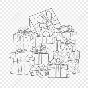 рождественские подарки раскраски иллюстрации  для го рисования эскиза вектор,рисование линий,цвет печати изображение_Фото номер 380533920_EPS Формат изображения_ru