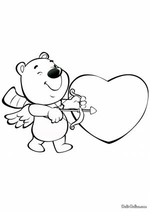 Раскраска Валентинка с мишкой
