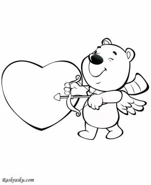 Раскраска Валентинка с мишкой