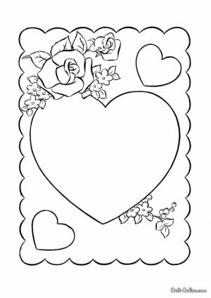Раскраска Валентинка с розами