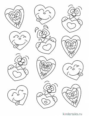 Валентинки» раскраска для детей