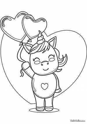 Раскраска Единорог на День Святого Валентина