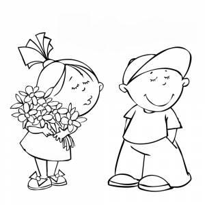 Раскраска Дети на День Святого Валентина