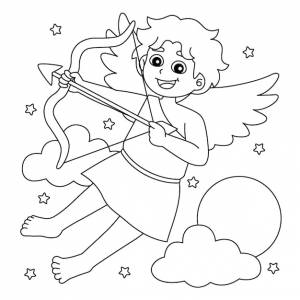 Раскраска купидон на день святого валентина для детей