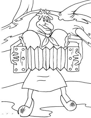 Раскраски Раскраска Баба яга играет на гормошке летучий корабль