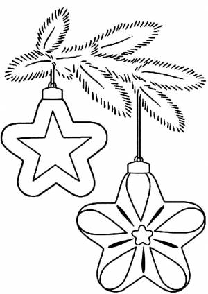 Раскраска «Ёлочные игрушки со звёздочками»