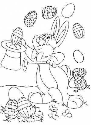 Раскраски Раскраска Заяц и пасхальные яйца пасха Антистресс