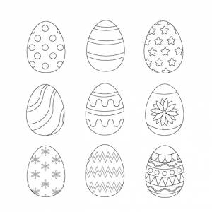Пасхальные яйца раскраски страницы книги простой рисунок векторные иллюстрации