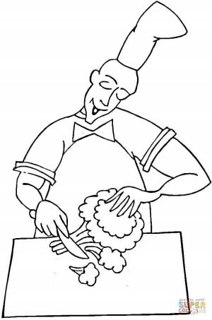 Раскраска Кулинарный шедевр из брокколи