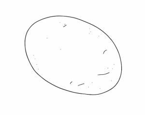 Урожай картофеля, огород, еда, каракули, линейная мультяшная раскраска