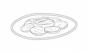 Нарисованная вручную тарелка с картофельными  овощными блинчиками, ханукальные латкесы со сметаной и зеленью