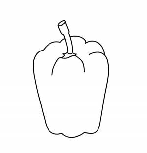Сладкий перец, овощ, спелый огород, урожай, каракули, линейная мультяшная раскраска