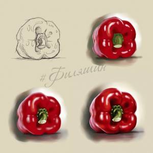 Рисунок перца поэтапно