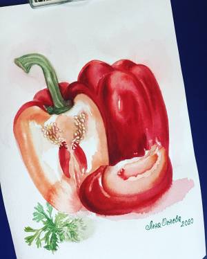 Красный перец в стиле Академический рисунок, графика, живопись