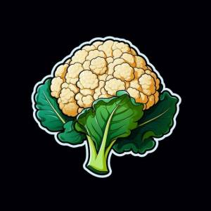 Рисунок цветной капусты на черном фоне