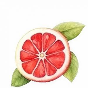 Рисунок грейпфрута с красным цветком на нем