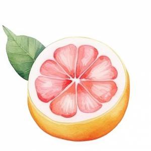 Рисунок грейпфрута с зеленым листом