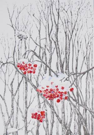 Зимняя рябина рисунок