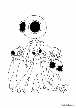 Раскраска Все герои Rainbow Friends