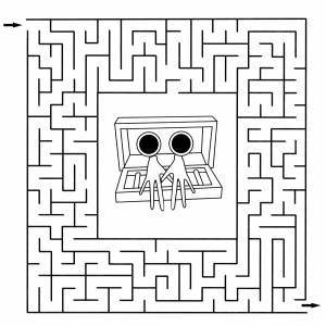 Раскраска Фиолетовый в лабиринте