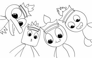 Раскраска Радужные друзья довольно смотрят