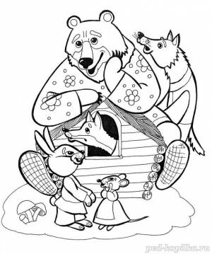 Раскраска к сказке Теремок