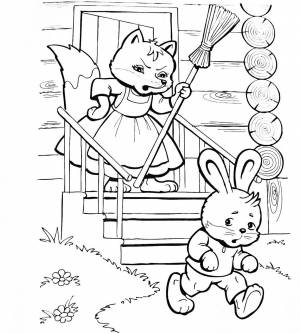 Раскраска зайкина избушка