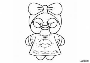 Раскраска Уточка Лалафанфан с бантиком