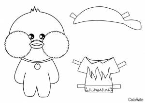 Раскраска Уточка и стильный костюм