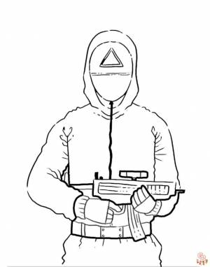 Раскраски из игры «Кальмары» для печати  для детей и взрослых