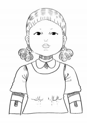 Раскраски Кукла из игры кальмара кукла