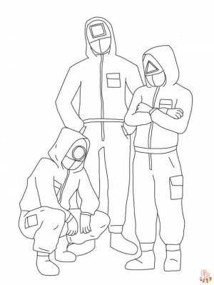 Раскраски из игры «Кальмары» для печати  для детей и взрослых