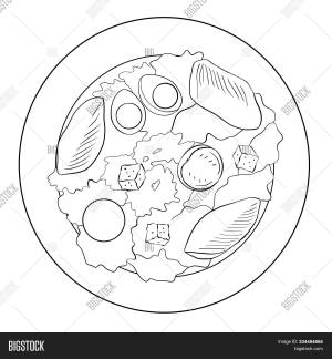 Салат цезарь рисунок карандашом