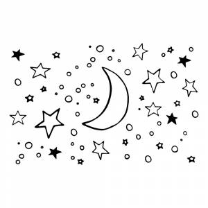 Раскраска Простая луна в звёздном небе