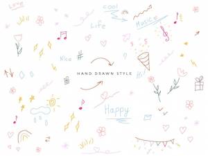 Черный набор простых рисованных декоративных иллюстраций