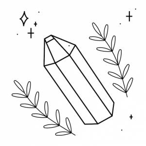 Волшебный кристалл в окружении абстрактных ветвей и звезд doodle векторный иллюстративный клипарт