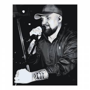 Картина по номерам ЖПН на холсте с подрамником Рэпер Баста Васй Вакуленко Раскраска 40х50 см, Музыканты Знаменитости Черно-белые Люди Портрет Мужчина