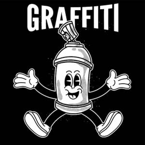 Граффити с аэрозольными баллончиками groovy character design