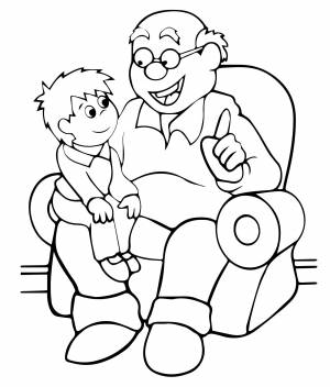 Дедушка учит внука